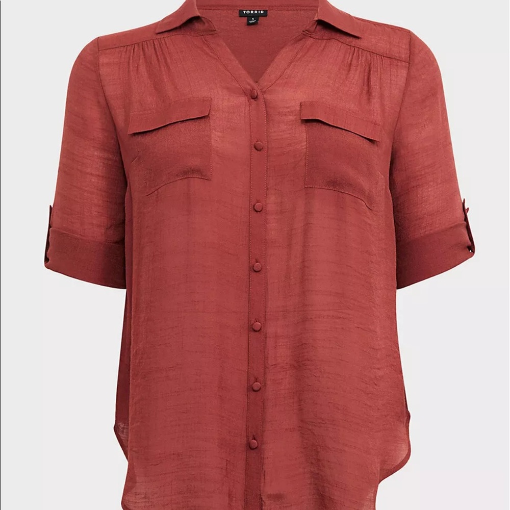 Madison Brick Red Button Front Blouse